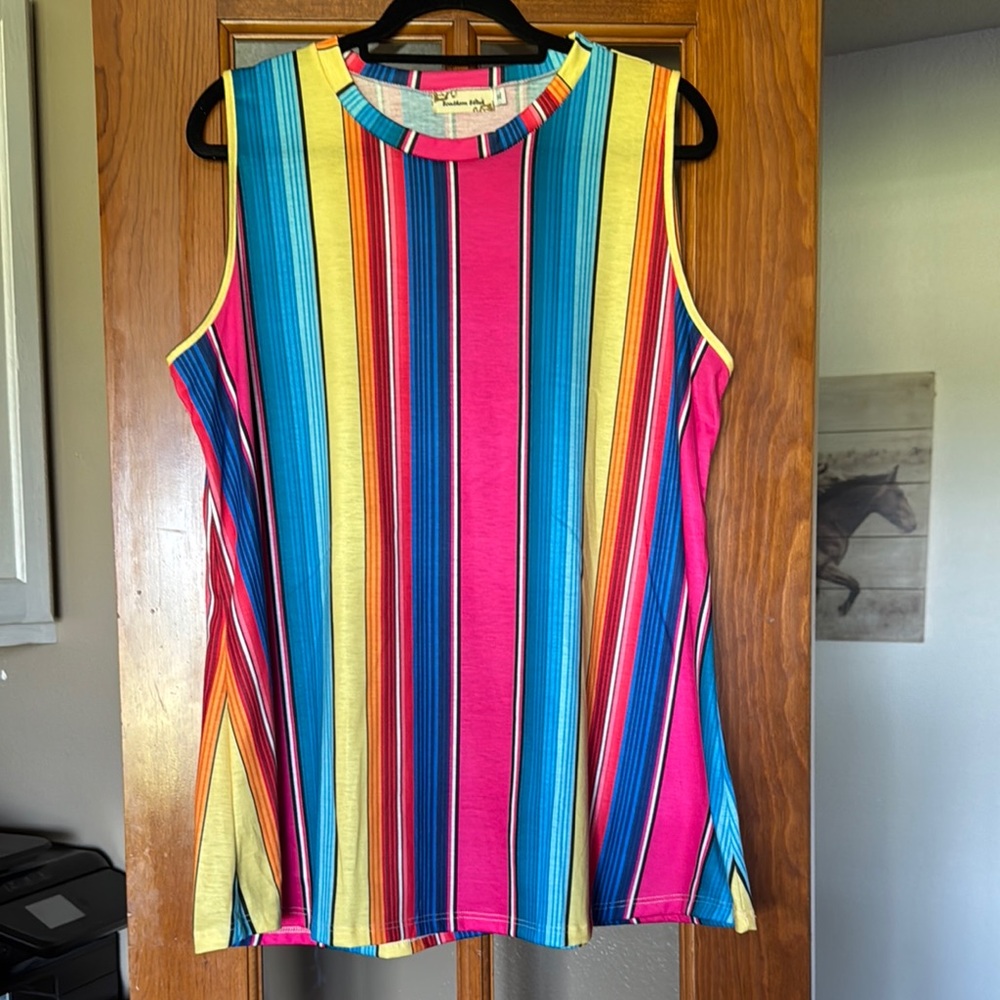 Vibrant Yellow and Blue Sleeveless Tank Top